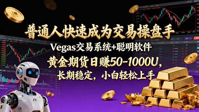 普通人快速成为交易操盘手 Vegas交易系统+聪明软件 ， 黄金期货日赚50-1000U， 长期稳定，小…-三零资源