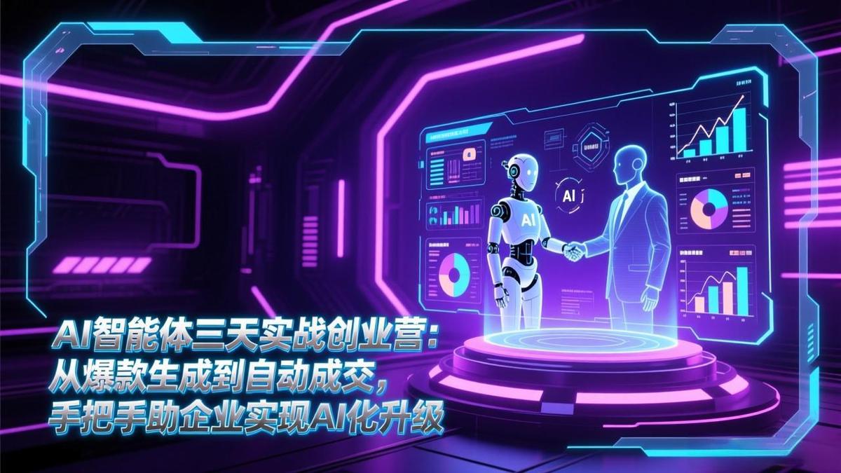 AI智能体三天实战创业营：从爆款生成到自动成交，手把手助企业实现AI化升级