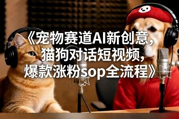宠物赛道AI新创意，猫狗对话短视频，爆款涨粉sop全流程-三零资源