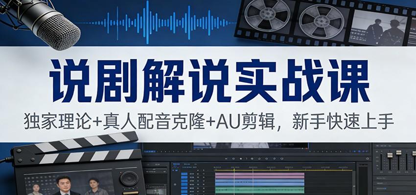 说剧解说实战课:独家理论+真人配音克隆+AU剪辑,新手快速上手