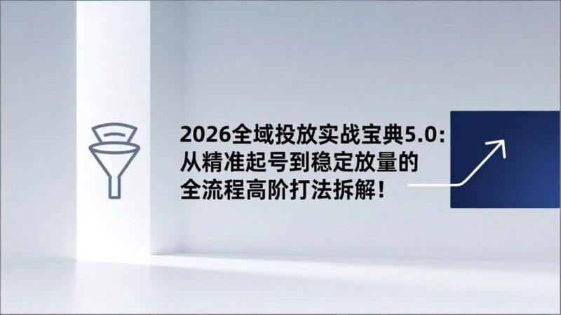 2026全域投放实战宝典5.0:从精准起号到稳定放量的全流程高阶打法拆解!-三零资源