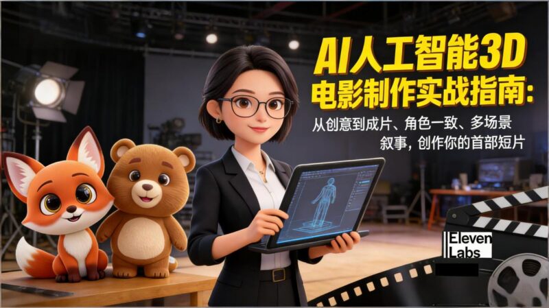 AI人工智能3D电影制作实战指南：从创意到成片、角色一致、多场景叙事，创作你的首部短片