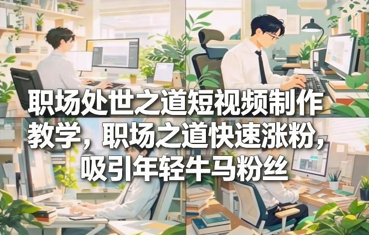 职场处世之道短视频制作教学，职场之道快速涨粉，吸引年轻牛马粉丝-三零资源