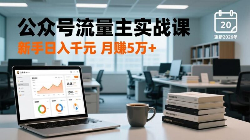 公众号流量主实战课，爆文写作、流量池运营、多平台分发，新手日入千元月赚5万+更新2026年