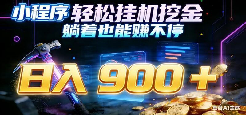 小程序挂机挖金，自动赚金币换现金，多号并行日入900+，轻松搞副业-三零资源