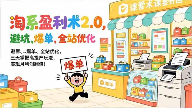 淘系盈利术2.0，避坑、爆单、全站优化，三天掌握高投产玩法，实现月利润翻倍！ 三零资源-三零资源