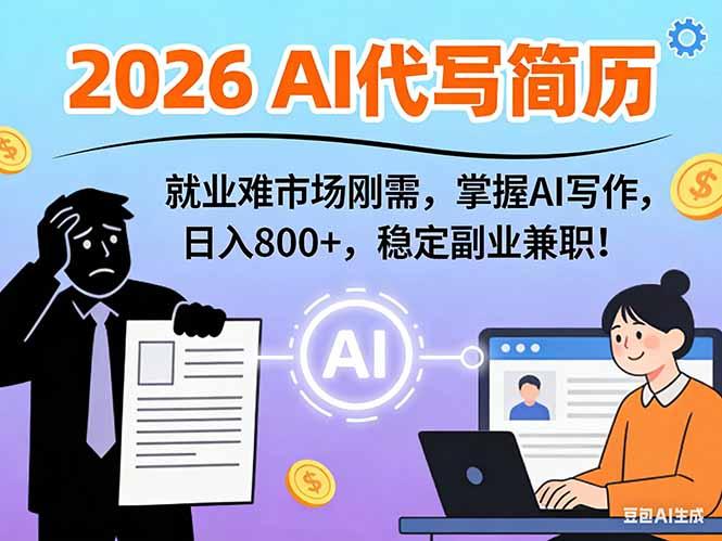 AI代写简历,超暴利,用万能模板月入1-3万实战教程,2026年市场刚需!-三零资源