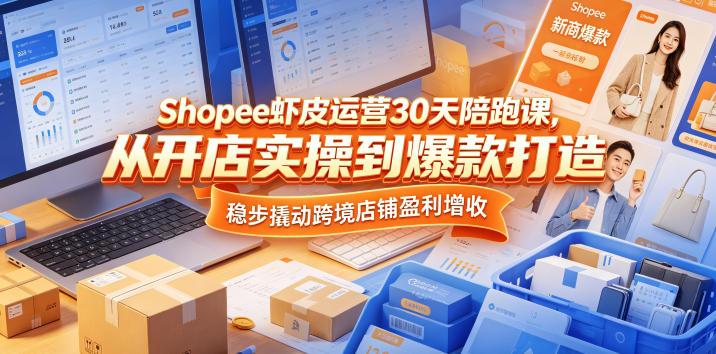 Shopee虾皮运营30天陪跑课,从开店实操到爆款打造,稳步撬动跨境店铺盈利增收-三零资源