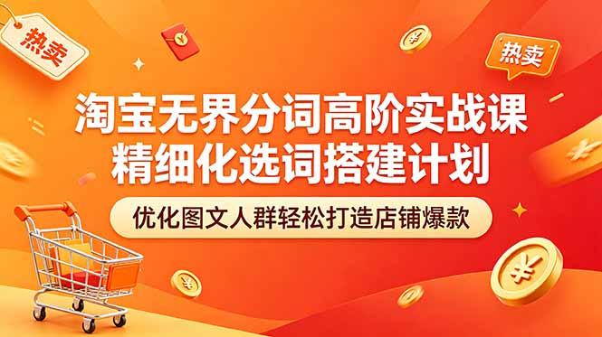 淘宝无界分词高阶实战课 精细化选词搭建计划 优化图文人群轻松打造店铺爆款-三零资源