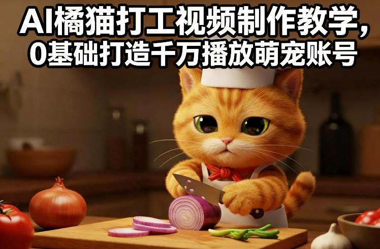 AI橘猫打工视频制作教学,流量狂飙,0基础打造千万播放萌宠账号-三零资源