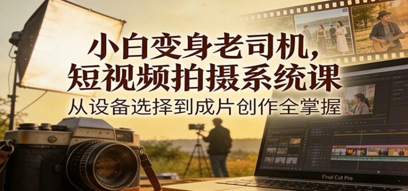 小白变身老司机，短视频拍摄系统课，从设备选择到成片创作全掌握-三零资源