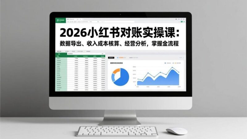 2026小红书对账实操课:数据导出、收入成本核算、经营分析,掌握全流程-三零资源