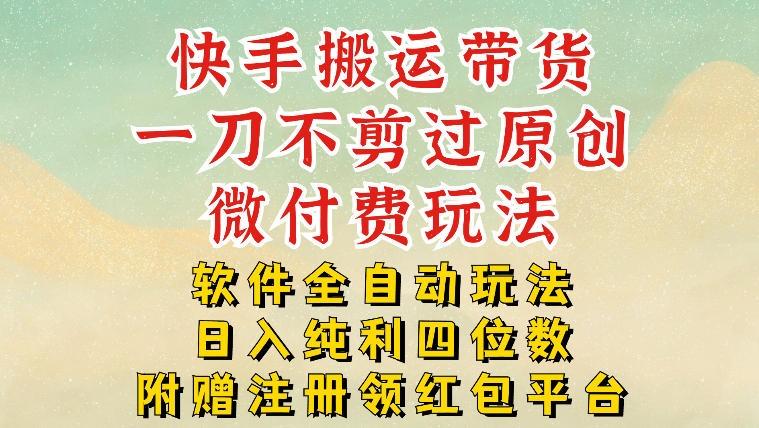 快手搬运带货,一刀不剪过原创,微付费玩法,软件全自动玩法,日入纯利四位数【揭秘】-三零资源