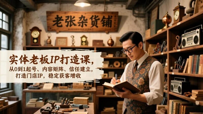 实体老板IP打造课，从0到1起号、内容矩阵、信任建立，打造门店IP，稳定获客增收-三零资源