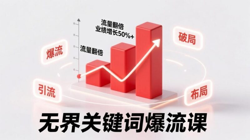 无界关键词爆流课,破局布局逻辑、阶段精准引流,实现流量翻倍,店铺业绩增长50%+。-三零资源