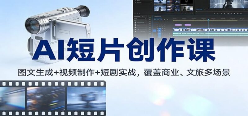 AI短片创作课:图文生成+ 视频制作+短剧实战,覆盖商业、 文旅多场景-三零资源