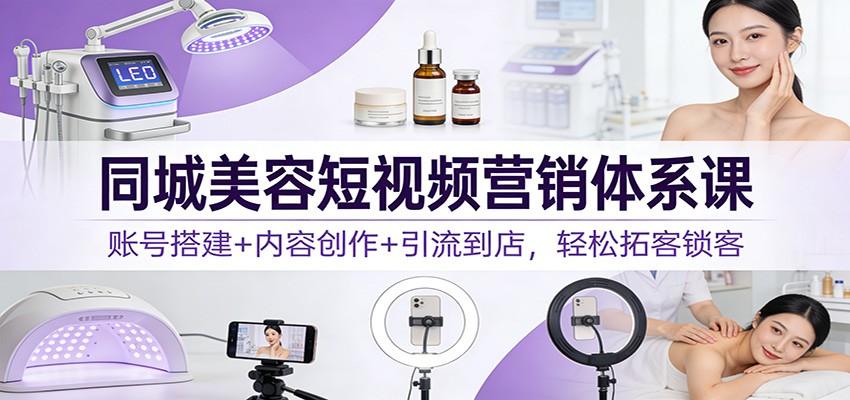 同城美容短视频营销体系课:账号搭建+内容创作+引流到店,轻松拓客锁客