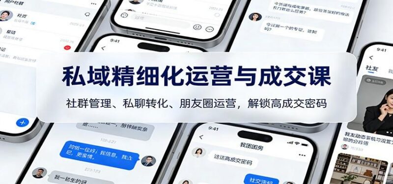 私域精细化运营与成交课:社群管理、私聊转化、朋友圈运营,解锁高成交密码-三零资源