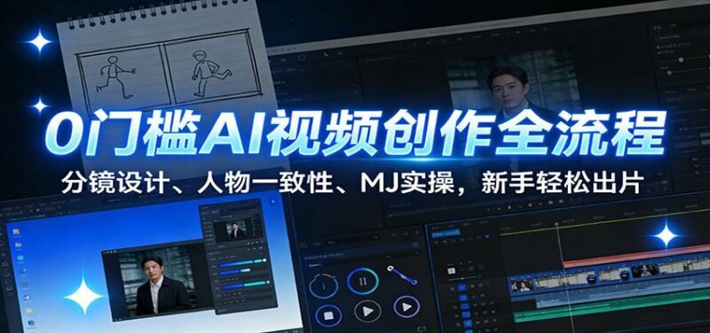 0门槛AI视频创作全流程:分镜设计、人物一致性、MJ实操,新手轻松出片-三零资源