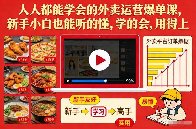 人人都能学会的外卖运营爆单课,新手小白也能听的懂,学的会,用得上-三零资源
