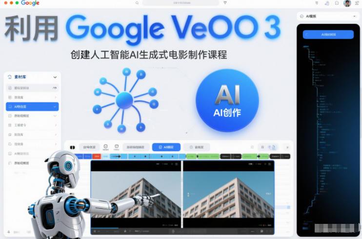 利l用Google Veo 3创建人工智能AI生成式电影制作课程,使用人工智能的力量创建令人惊叹的视频-三零资源