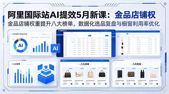 阿里国际站AI提效5月新课:金品店铺权重提升八大榜单,数据化选品复盘与橱窗利用率优化-三零资源