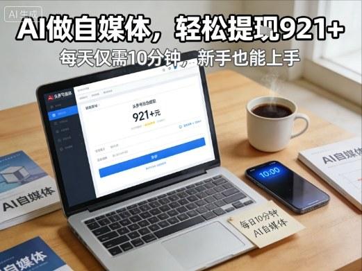每天花费10分钟,头条号收益921+,用AI做自媒并不难【附视频教程】-三零资源