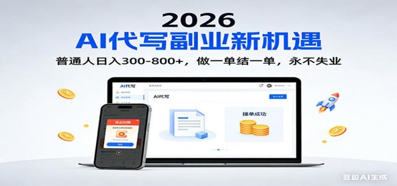 2026 副业首选！AI 代写日入 300-800，普通人0门槛，做一单结一单！-三零资源