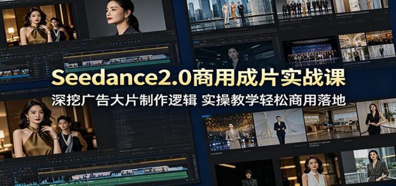 Seedance2.0商用成片实战课:深挖广告大片制作逻辑,实操教学轻松商用落地-三零资源