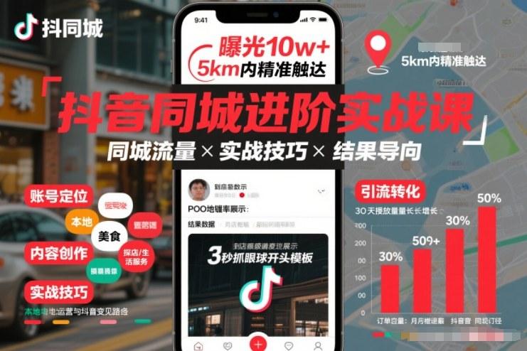 抖音同城进阶实战课,助你同城流量拿到结果-三零资源