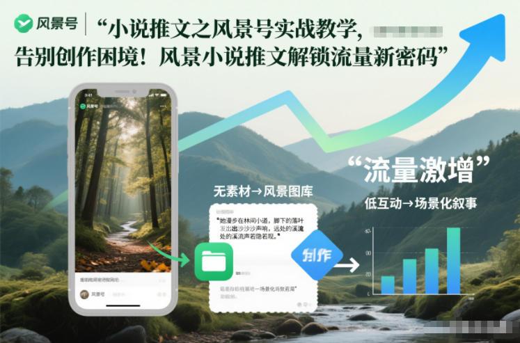 小说推文之风景号实战教学，告别创作困境！风景小说推文解锁流量新密码-三零资源