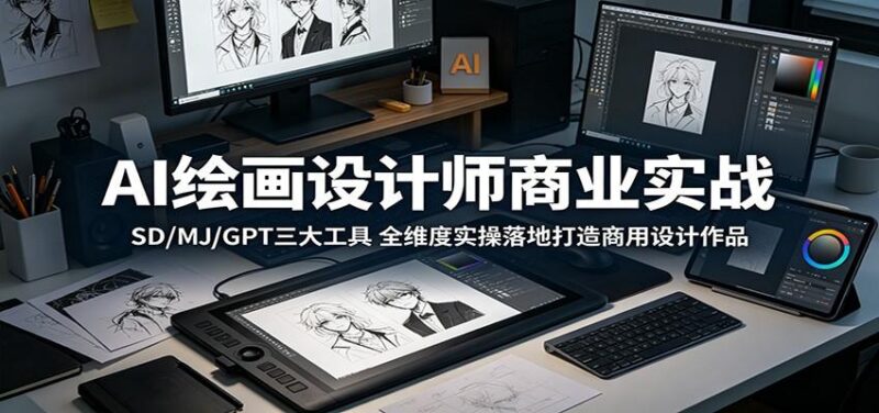 AI绘画设计师商业实战:SD/MJ/GPT三大工具,全维度实操落地打造商用设计作品-三零资源