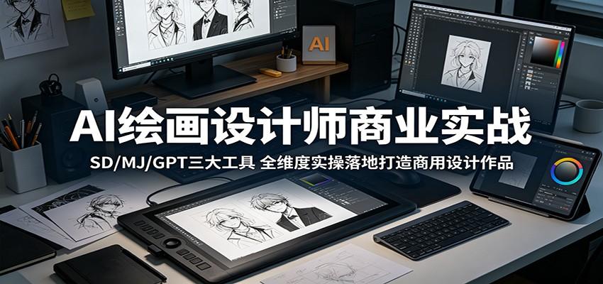 AI绘画设计师商业实战:SD/MJ/GPT三大工具,全维度实操落地打造商用设计作品