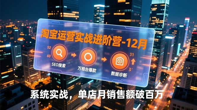 淘宝运营实战进阶营-12月：SEO搜索、万相台爆款、数据诊断，系统实战，单店月销售额破百万-三零资源