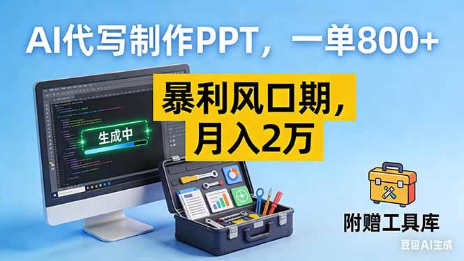AI代写制作PPT，一单800+， 暴利风口期，月入2万【附工具】-三零资源