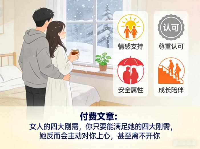 付费文章：女人的四大刚需，你只要能满足她的四大刚需，她反而会主动对你上心，甚至离不开你-三零资源