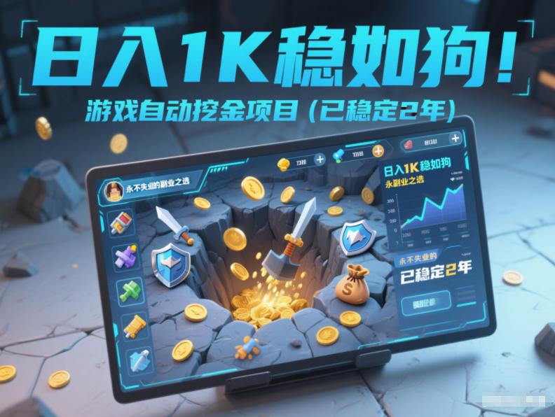 日入1K稳如狗！游戏自动挖金项目(已稳定2年)，永不失业的副业之选【揭秘】-三零资源