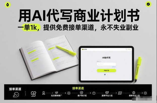 用AI代写商业计划书,一单1k,提供免费接单渠道,永不失业副业-三零资源