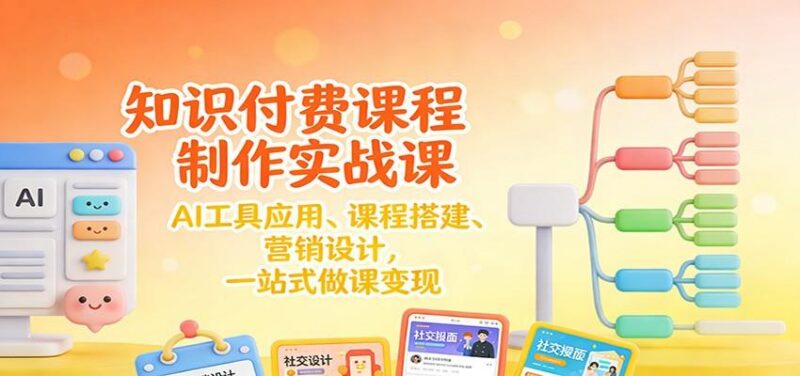 知识付费课程制作实战课：AI工具应用 、课程搭建、营销设计，一站式做课变现