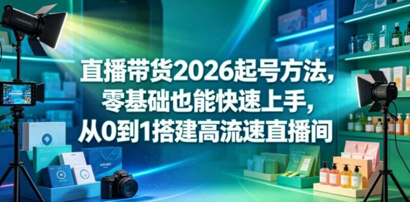 直播带货2026起号方法,零基础也能快速上手,从0到1搭建高流速直播间-三零资源