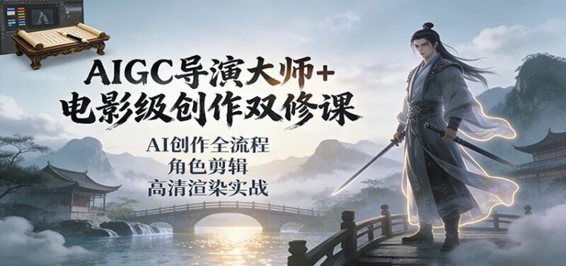 AIGC导演大师+电影级创作双修课：AI创作全流程、角色剪辑、高清渲染实战-三零资源