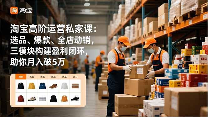 淘宝高阶运营私家课:选品、爆款、全店动销,三模块构建盈利闭环,助你月入破5万(更新12月-三零资源