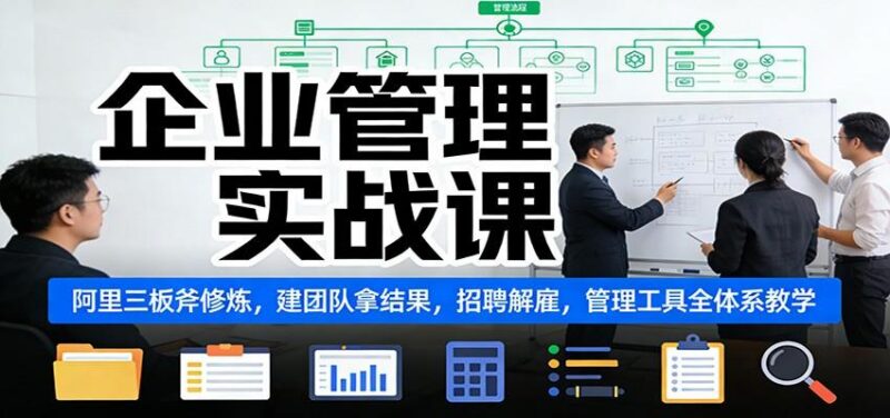 企业管理实战课：阿里三板斧修炼，建团队拿结果，招聘解雇，管理工具全体系教学-三零资源