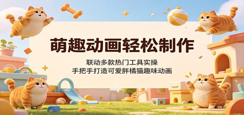 萌趣动画轻松制作，联动多款热门工具实操，手把手打造可爱胖橘猫趣味动画-三零资源