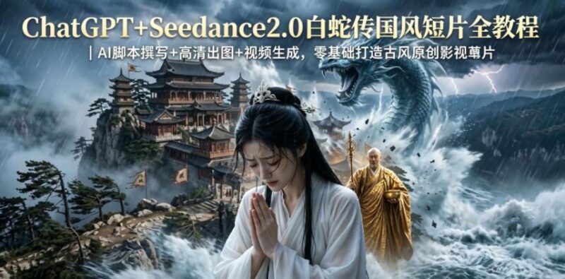 ChatGPT+Seedance2.0白蛇传国风短片全教程｜AI脚本撰写+高清出图+视频生成，零基础打造古风原创影视短片-三零资源