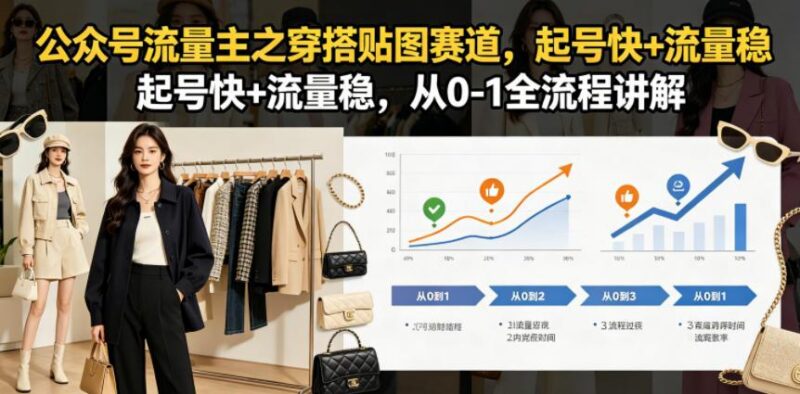公众号流量主之穿搭贴图赛道,起号快+流量稳,从0-1全流程讲解-三零资源