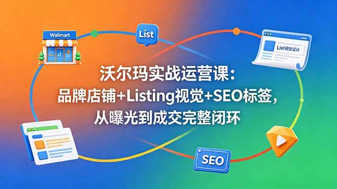 沃尔玛实战运营课:品牌店铺+Listing视觉+SEO标签,从曝光到成交完整闭环-三零资源