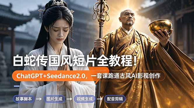 白蛇传-国风短片全教程!ChatGPT+Seedance2.0,一套课跑通古风AI影视创作-三零资源