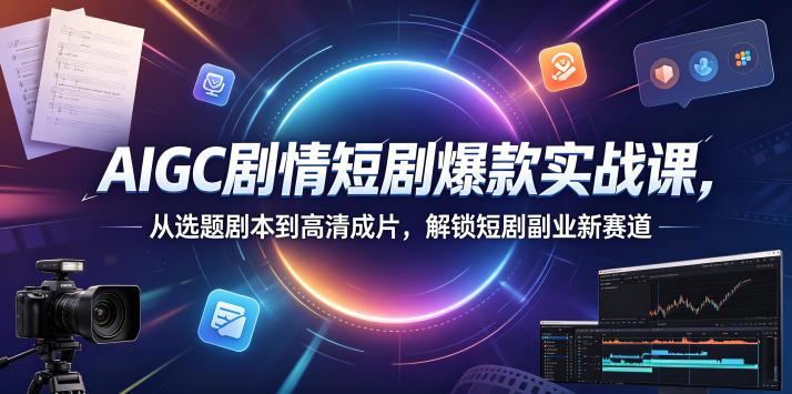 AIGC剧情短剧爆款实战课,从选题剧本到高清成片,解锁短剧副业新赛道-三零资源