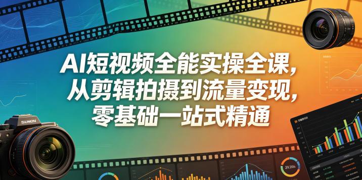 AI短视频全能实操全课,从剪辑拍摄到流量变现,零基础一站式精通-三零资源